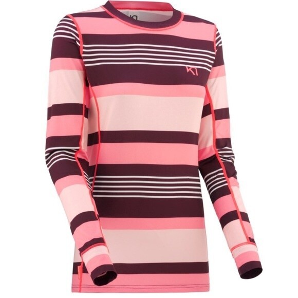 Kari Traa Womens M Performance Baselayer Pink Maroon Stripe Sporty Athletic - Picture 6 of 6